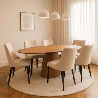 Mesa De Jantar Cone Oval 130x90 Cm Tampo Freijó Base Freijó - 4