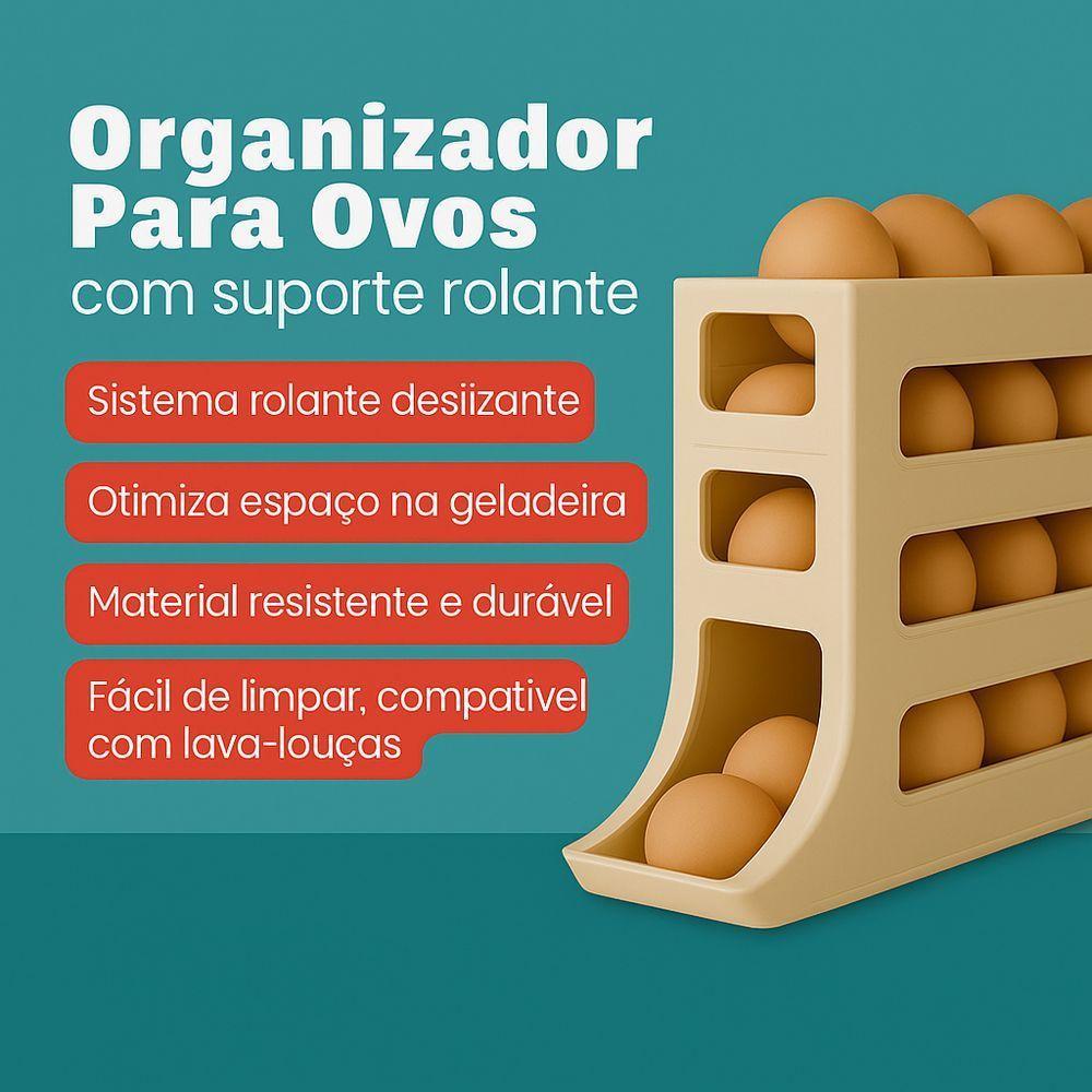Porta Ovos Com Suporte Deslizante Organizador Para Geladeira Gaveta - 3