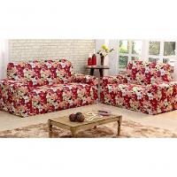 Kit Protetor De Sofá Floral 2 E 3 Lugares Malha Gel Estampado Variação: Vermelho - 1