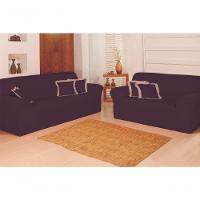 Kit Capas Para Sofá 2 E 3 Lugares Adere Malha Gel Liso Econômico Variação: Marrom - 1