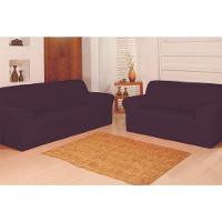 Kit Capas Para Sofá 2 E 3 Lugares Adere Malha Gel Liso Econômico Variação: Marrom - 2