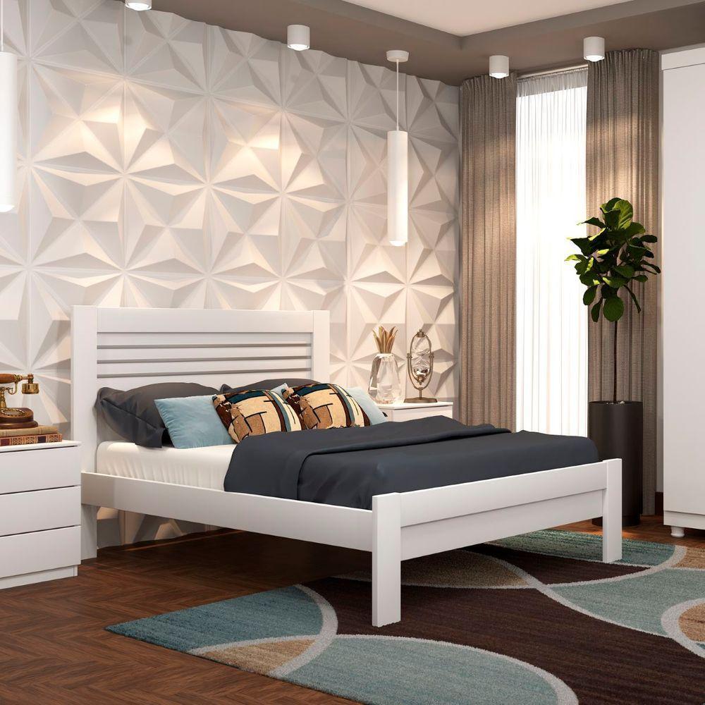 Cama Casal Safira Tcil Móveis Branco - 1