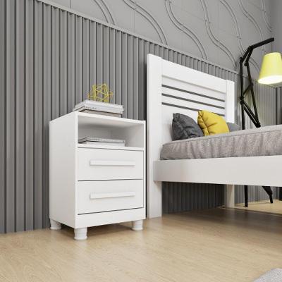 Mesa De Cabeceira Barcelona Com Pés E 2 Gavetas Tcil Neve