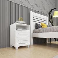 Mesa De Cabeceira Barcelona Com Pés E 2 Gavetas Tcil Neve - 1