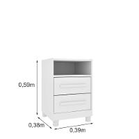 Mesa De Cabeceira Barcelona Com Pés E 2 Gavetas Tcil Neve - 3