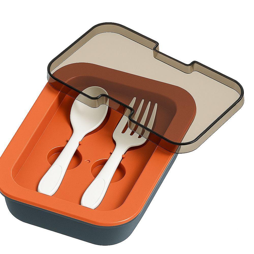 Kit Marmita Com Divisória E Talheres Silicone Retrátil Para Micro-ondas Freezer - 3