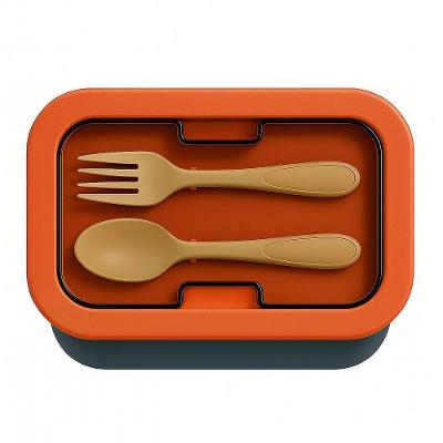 Kit Marmita Com Divisória E Talheres Silicone Retrátil Para Micro-ondas Freezer