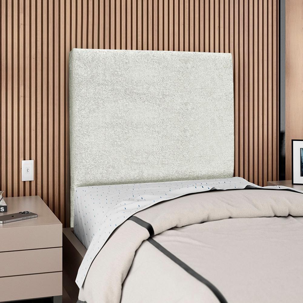Cabeceira Solteiro 90 Cm Com Frame Luna Boucle Cinza Claro Artte Cinza Claro - 2