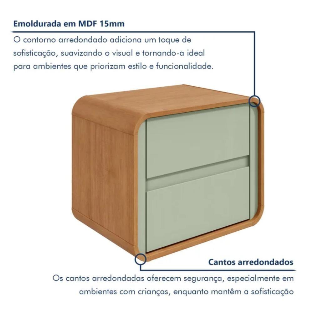Mesa De Cabeceira 2 Gavetas Loop Amêndoa Clean E Salvia - 6