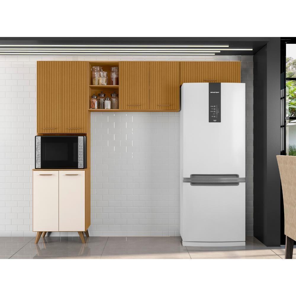 Cozinha Compacta 7 Portas Olinda Freijó Ripado E Off White - 3