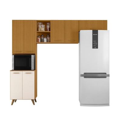 Cozinha Compacta Olinda 7 Portas MDP 233cm Off White com Nicho para Forno Micro-ondas