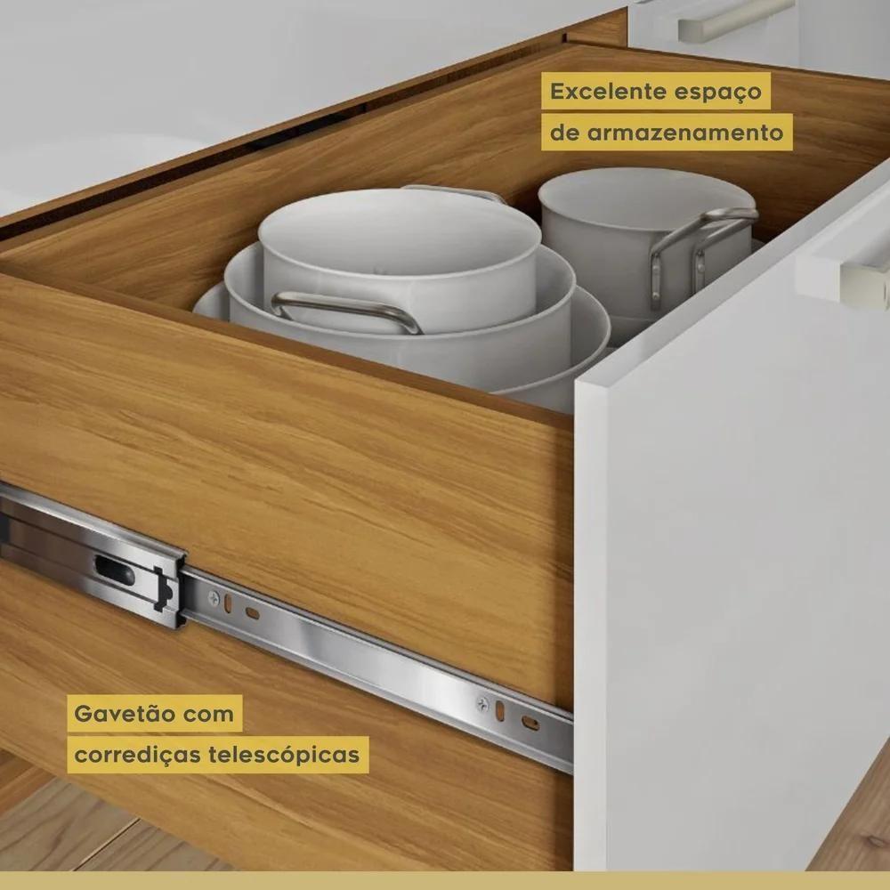 Paneleiro 2 Portas 1 Gaveta Princesa Freijó E Off White - 3