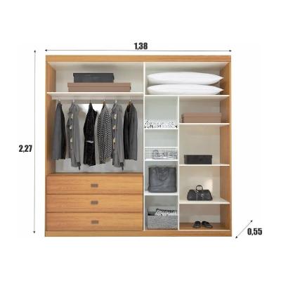 Guarda Roupa Solteiro Capri Stilo 2 Portas de Correr 3 Gavetas Naturale e Off White MDF