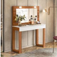 Penteadeira Camarim Gala Com Espelho 1 Gaveta Cinamomo E Branco - 2