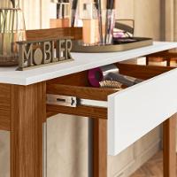 Penteadeira Camarim Gala Com Espelho 1 Gaveta Cinamomo E Branco