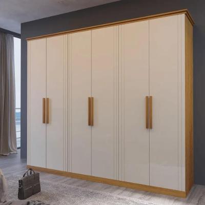 Guarda Roupa Casal Vereda 6 Portas de Bater 6 Gavetas Naturale e Off White MDF