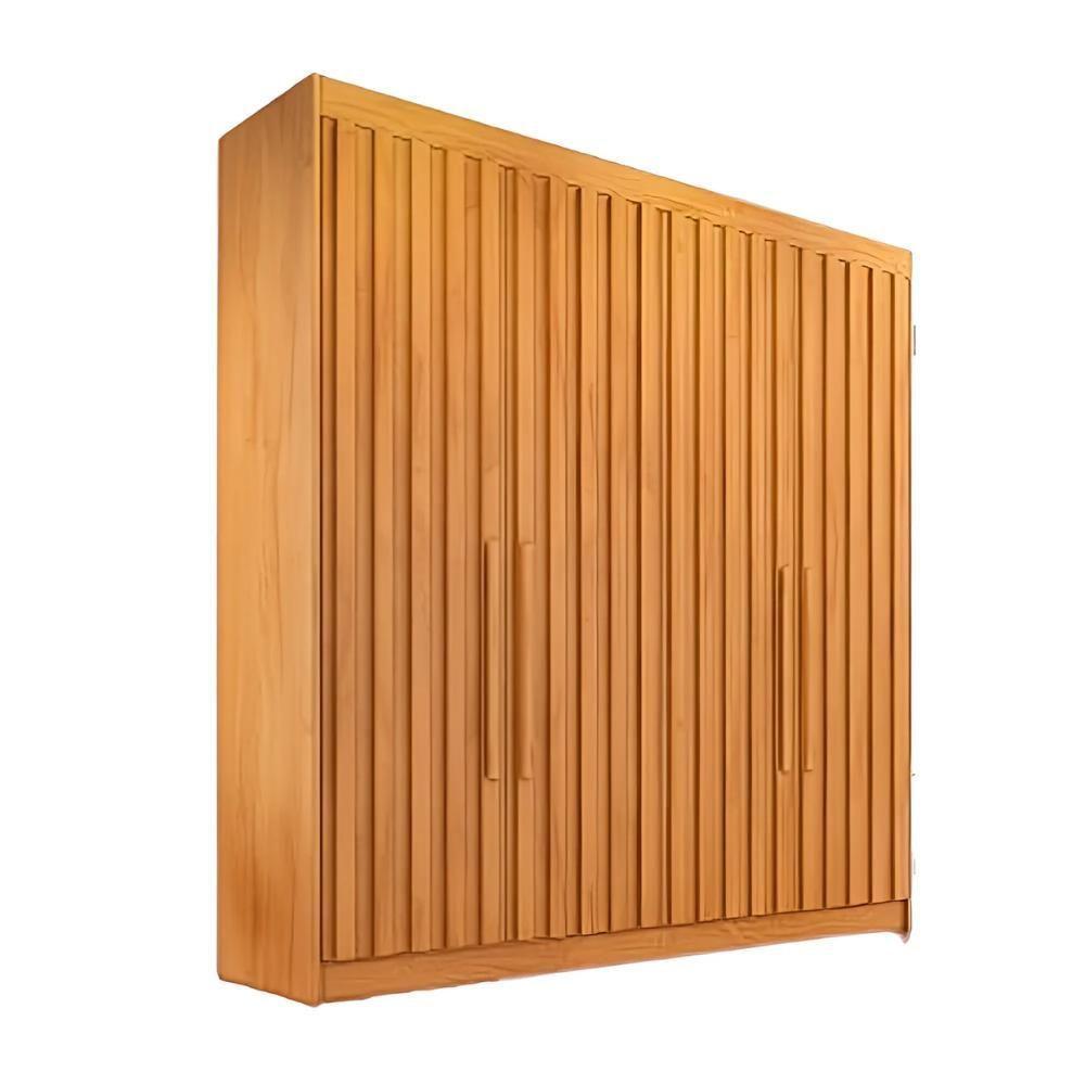 Guarda Roupa Casal 4 Portas 3 Gavetas Potente Ripado Peroba - 1