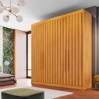Guarda Roupa Casal 4 Portas 3 Gavetas Potente Ripado Peroba - 3