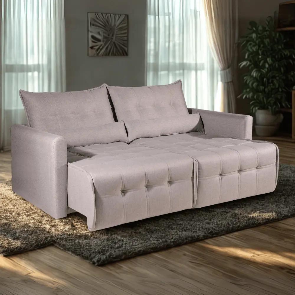 Sofá-cama 3 Lugares Retrátil Império Linho Cinza 215cm - 3