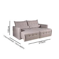 Sofá-cama 3 Lugares Retrátil Império Linho Cinza 215cm - 2