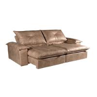 Sofá 4 Lugares Retrátil Amsterdã Veludo Bege 250cm - 1