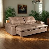 Sofá 4 Lugares Retrátil Amsterdã Veludo Bege 250cm - 3