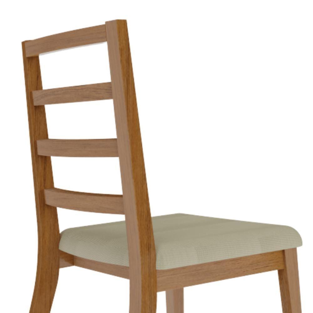 Conjunto 2 Cadeiras De Jantar Em Madeira E Tecido Impermeável Mel E Bege - 3