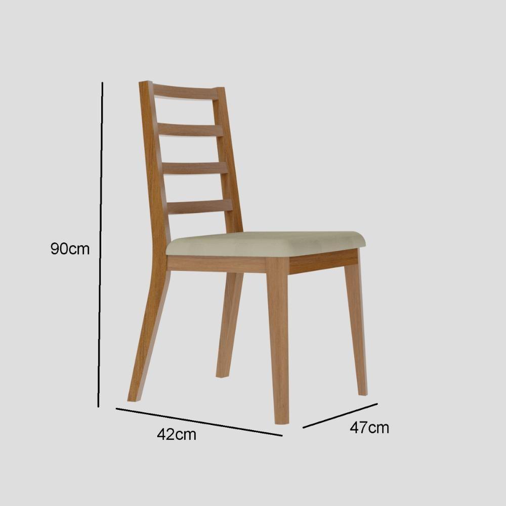 Conjunto 2 Cadeiras De Jantar Em Madeira E Tecido Impermeável Mel E Bege - 4