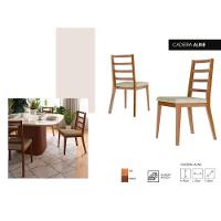 Conjunto 2 Cadeiras De Jantar Em Madeira E Tecido Impermeável Mel E Bege - 5