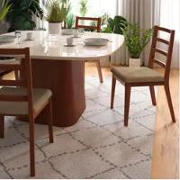 Conjunto 2 Cadeiras De Jantar Em Madeira E Tecido Impermeável Mel E Bege - 8