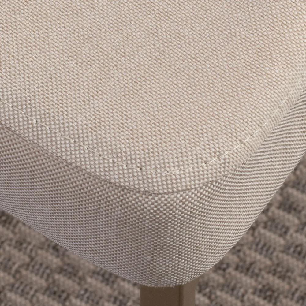 Cadeira Estofada Albany Pés Em Aço De Carbono Champanhe Assento Em Linho Off White E Pu Caramelo - 5