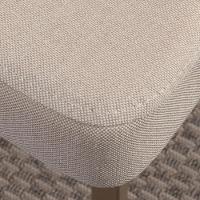 Cadeira Estofada Albany Pés Em Aço De Carbono Champanhe Assento Em Linho Off White E Pu Caramelo - 5