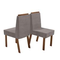 Kit 2 Cadeiras De Jantar Rubi Luxo Veludo Naturale E Cinza - 1