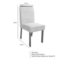 Kit 2 Cadeiras De Jantar Rubi Luxo Veludo Naturale E Cinza - 2