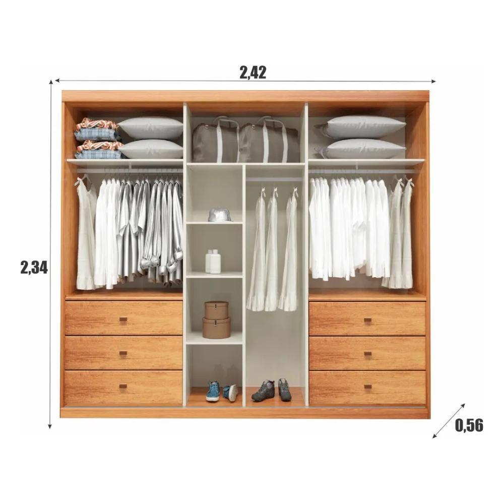 Guarda Roupa Casal 6 Portas 6 Gavetas Exclusive Naturale E Off White - 3