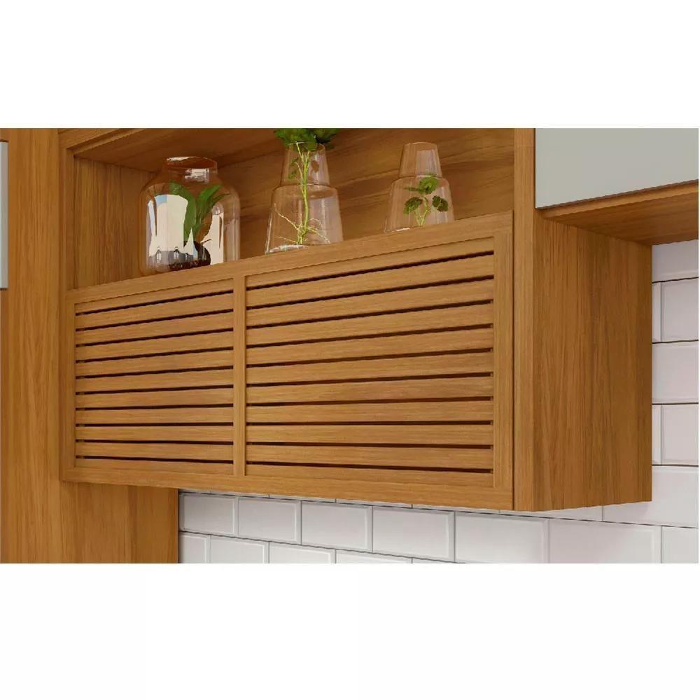 Armário Aéreo 2 Portas Princesa Freijó E Off White 200cm - 3