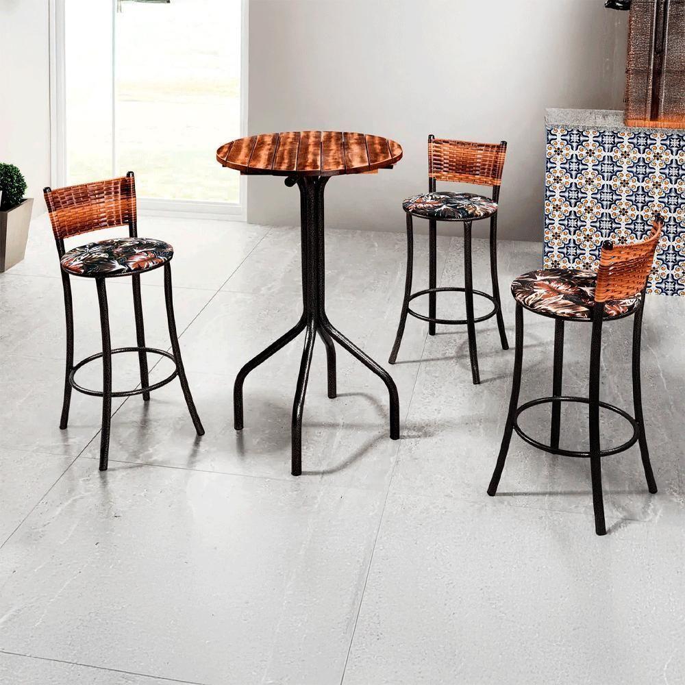 Mesa Bistrô Redonda Goiás Ripado Preto Fosco - 2