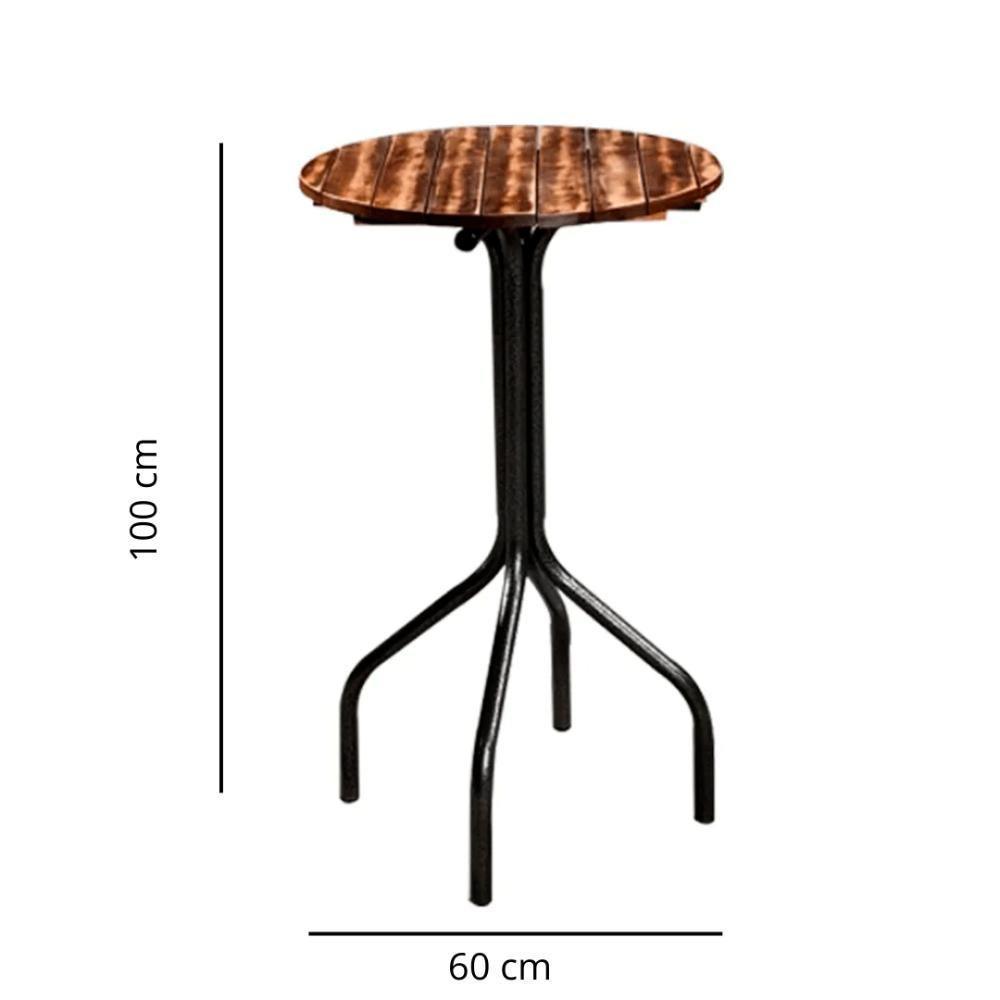 Mesa Bistrô Redonda Goiás Ripado Preto Fosco - 3