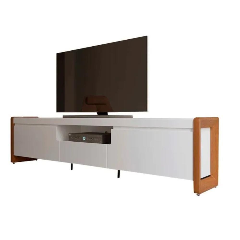 Rack Para Tv Até 75 Polegadas 2 Portas 1 Gaveta Bristol Off White E Freijó 225cm - 2