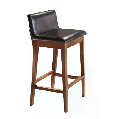 Banqueta Alta Jobim Com Encosto Em Madeira E Tecido Sintético Preto