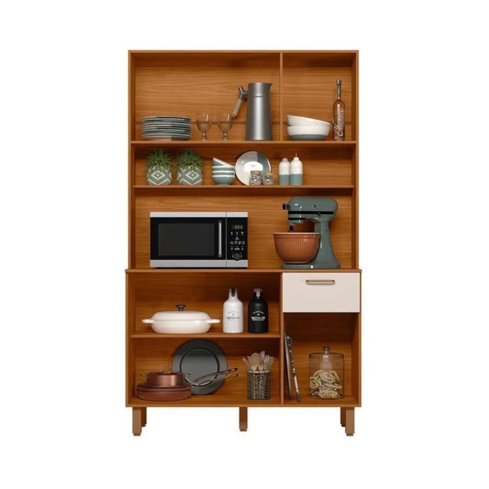 Cozinha Compacta 6 Portas 1 Gaveta New Livia Freijó E Off White - 3