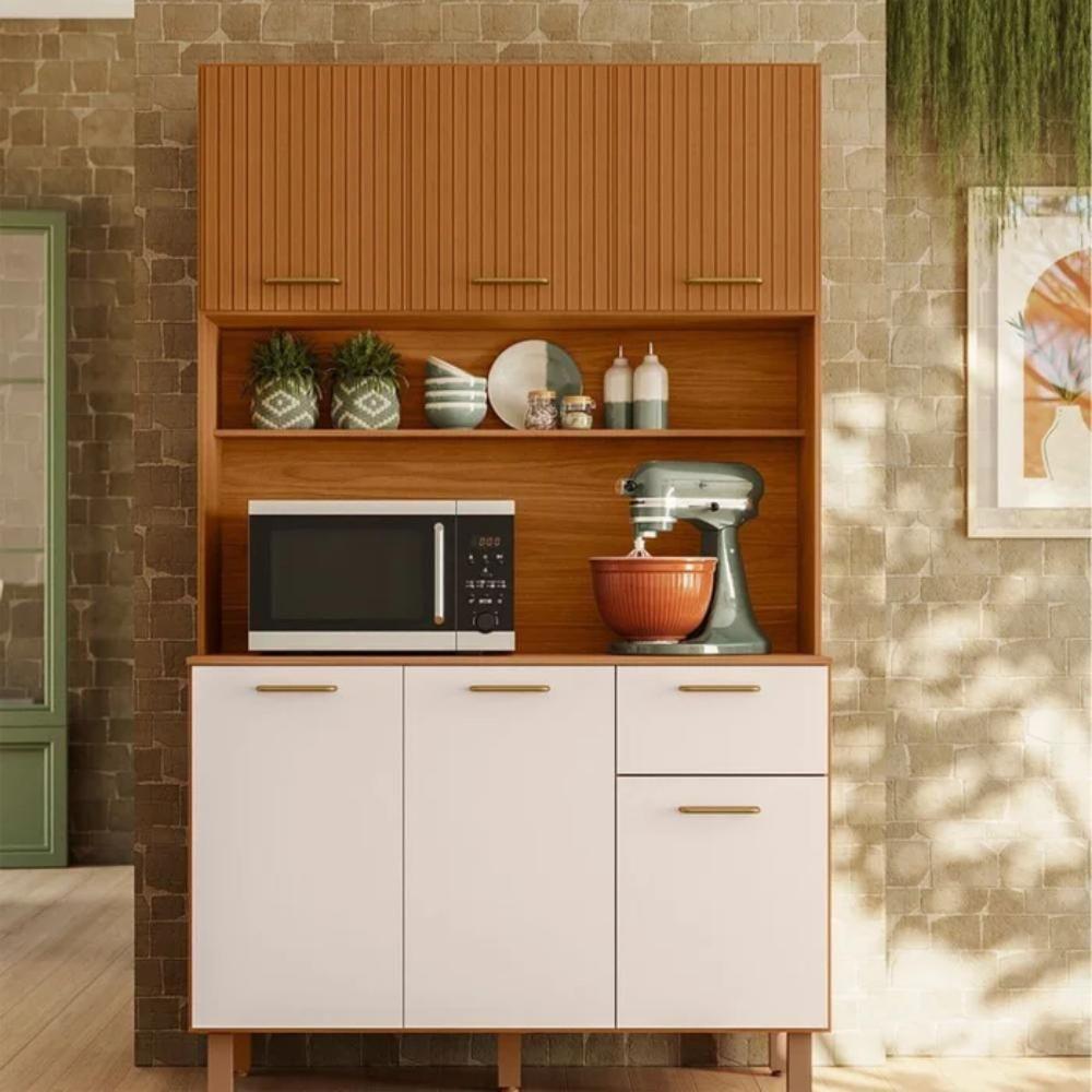 Cozinha Compacta 6 Portas 1 Gaveta New Livia Freijó E Off White - 5