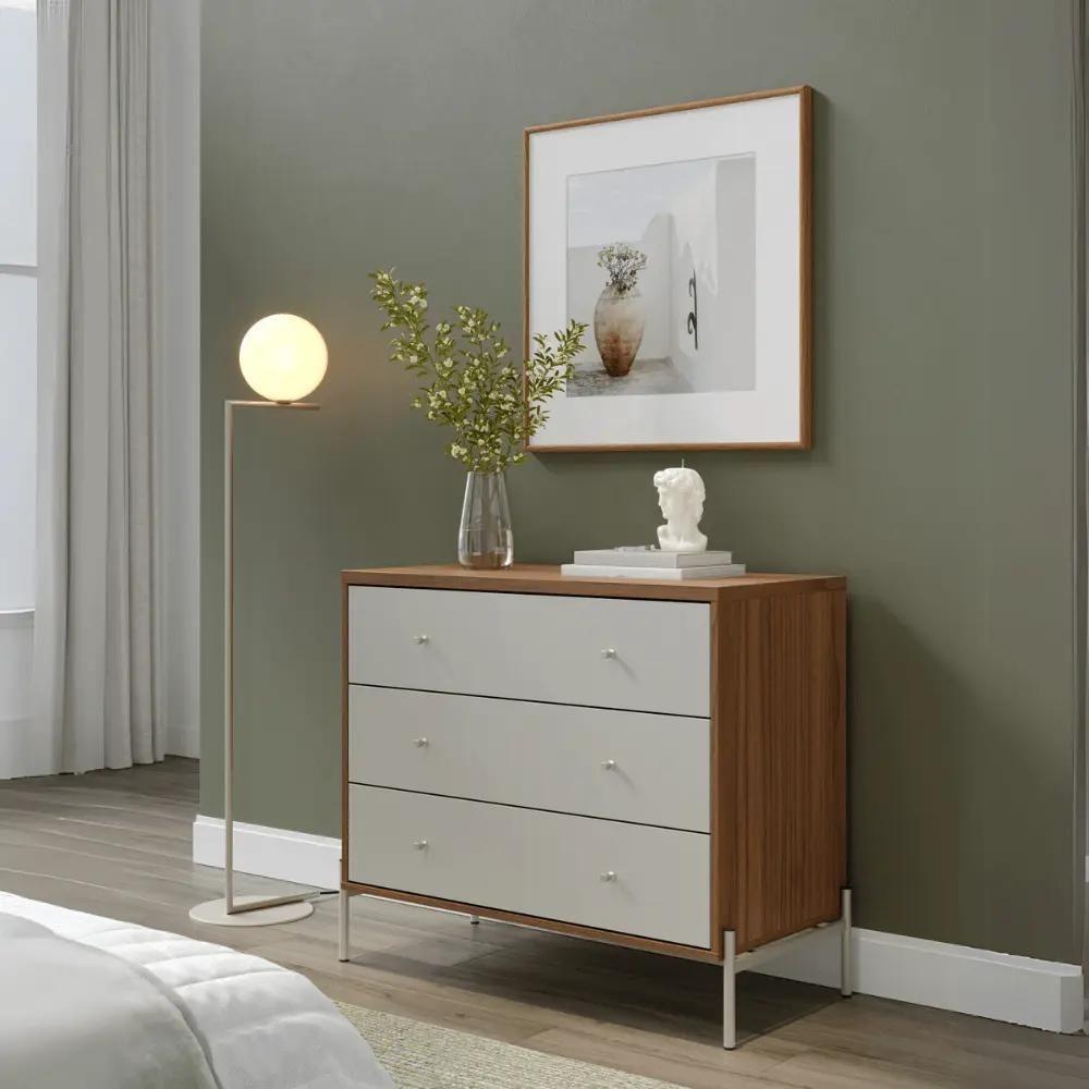 Cômoda 3 Gavetas Jasper Off White E Canella 94cm - 2