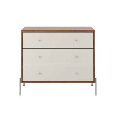 Cômoda Jasper 3 Gavetas MDF com Puxador Metal Off White e Canella 94cm