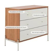 Cômoda 3 Gavetas Jasper Off White E Canella 94cm