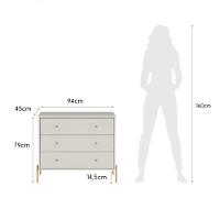 Cômoda 3 Gavetas Jasper Off White E Canella 94cm - 5