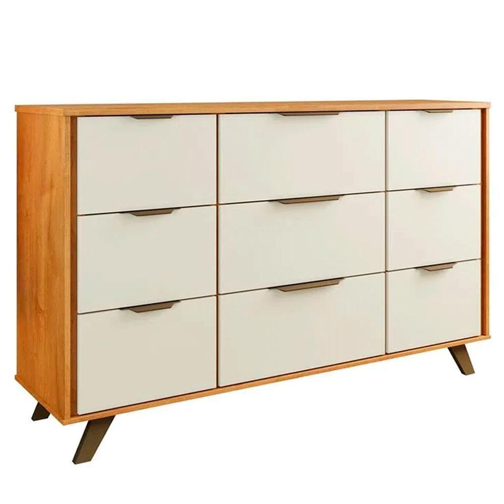 Cômoda 9 Gavetas Olímpia Peroba E Off White 136cm - 1