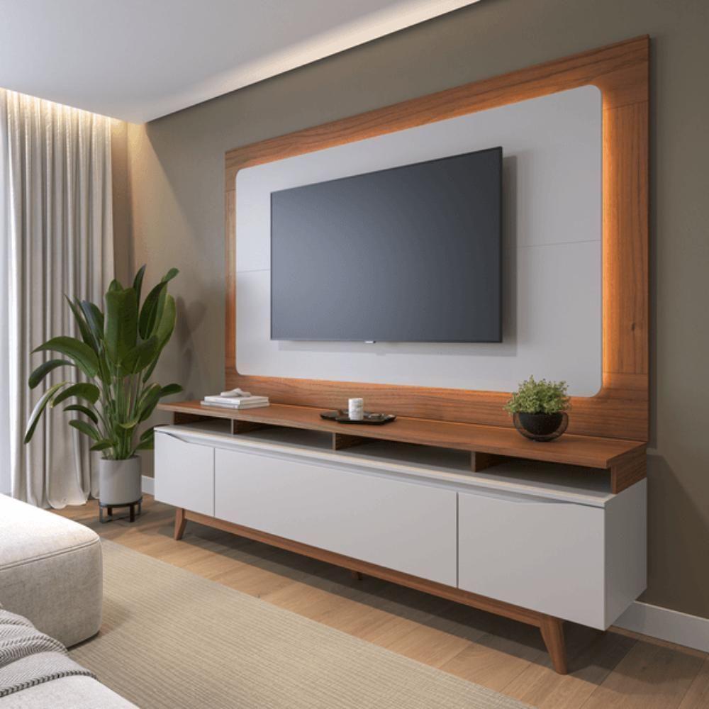 Rack Para Tv Até 75 Polegadas 3 Portas Flynt St Off White E Canella 220cm - 2