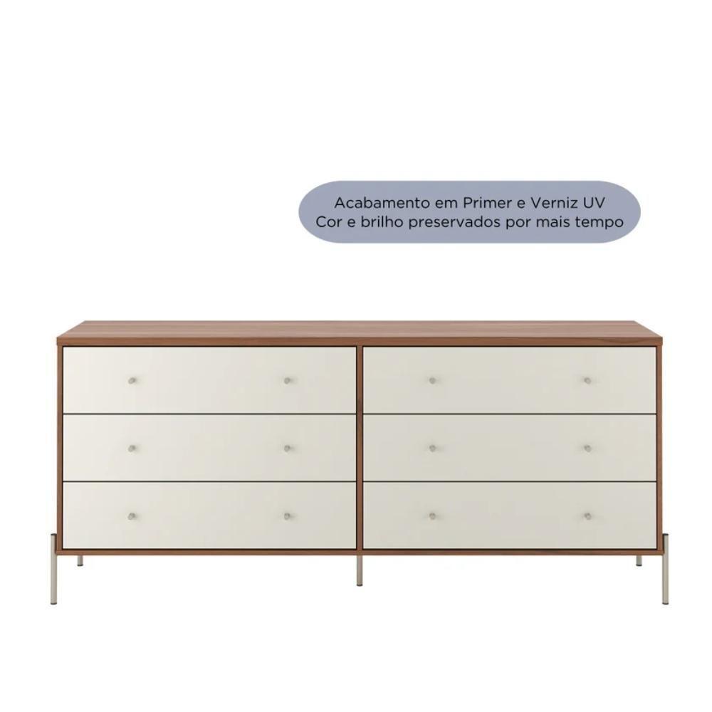 Cômoda 6 Gavetas Jasper Off White E Canella 182cm - 3