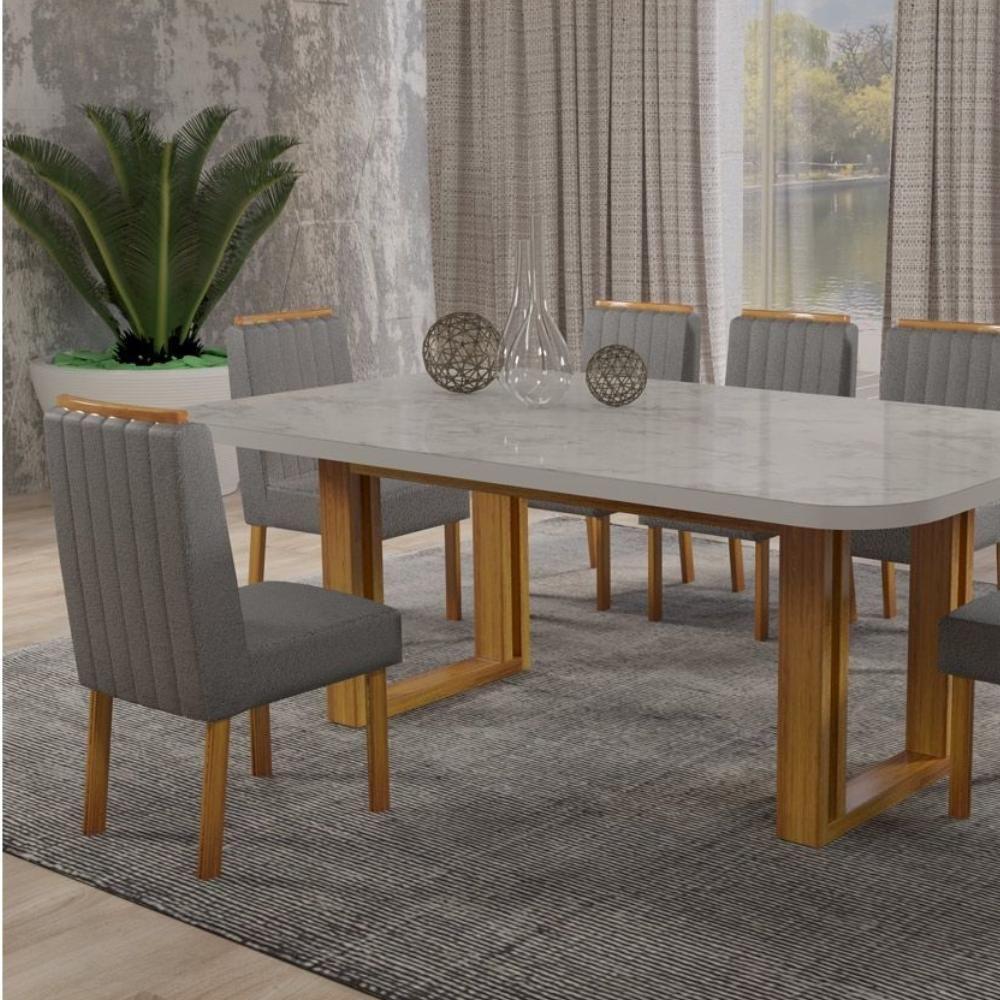 Kit 2 Cadeiras De Jantar Premium Imola Veludo Naturale E Cinza - 3